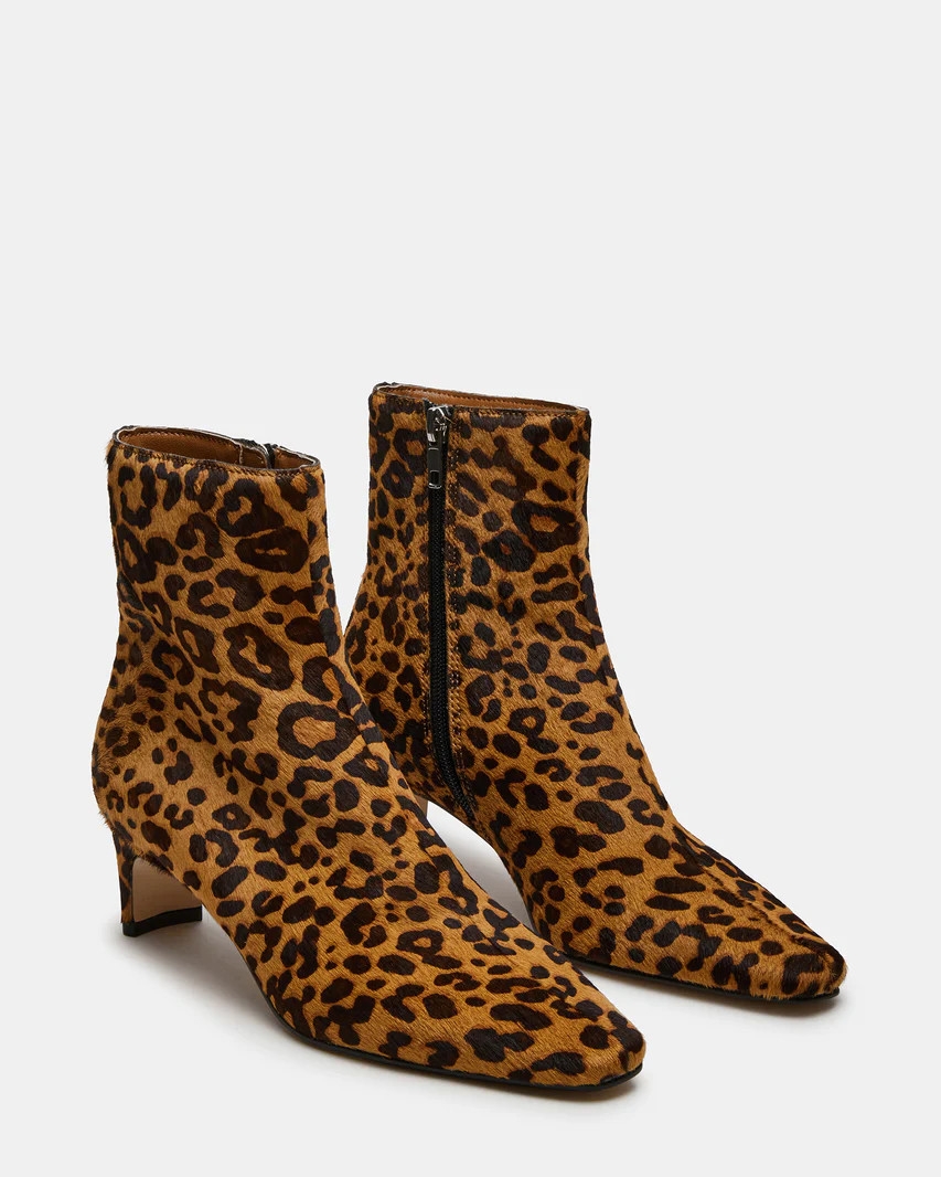 DELVIE Leopard Kitten Heel Ankle Boot | Women's Booties | Steve Madden (US)