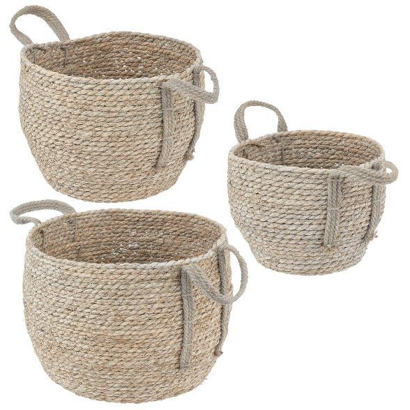 mDesign Woven Seagrass Braided Home Storage Basket Bin, Set of 3 | Target