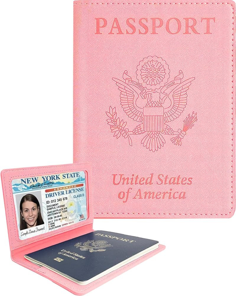 Amazon.com | Sizobi Leather Passport Holder Covers, Passport Holder for Travel Women, RFID Blocking Wallet Case, International Travel Must Haves Travel Accessories for Women Men,Cruise Ship Essentials Gifts, Pink | Passport Covers, Travel Essentials | Amazon (US)