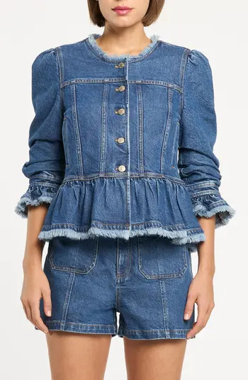 Cinq \u00e0 Sept Frieda Peplum Detail Denim Jacket | Nordstrom | Nordstrom