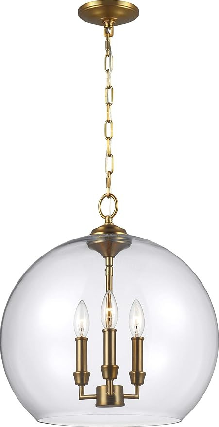 Feiss F3155/3BBS Lawler Glass Multi Light Pendant, Brass, 3-Light (16"Dia x 17"H) 180watts | Amazon (US)