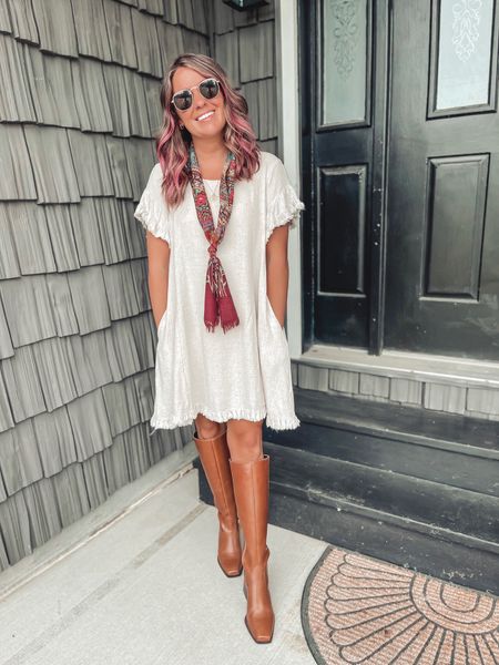 love this dress and these boots😍 my scarf is an older thrift find so I linked some pretty ones from amazon🤍

#LTKunder100 #LTKSeasonal #LTKstyletip
