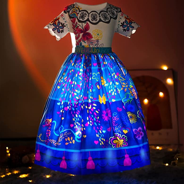 Amazon.com: UPORPOR Light Up Encanto Mirabel Costume Dress with Bag for Little Girls Mirabel Birt... | Amazon (US)