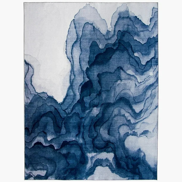 ReaLife Rugs Machine Washable Printed Abstract Contemporary Blue Eco-friendly Recycled Fiber Area... | Walmart (US)