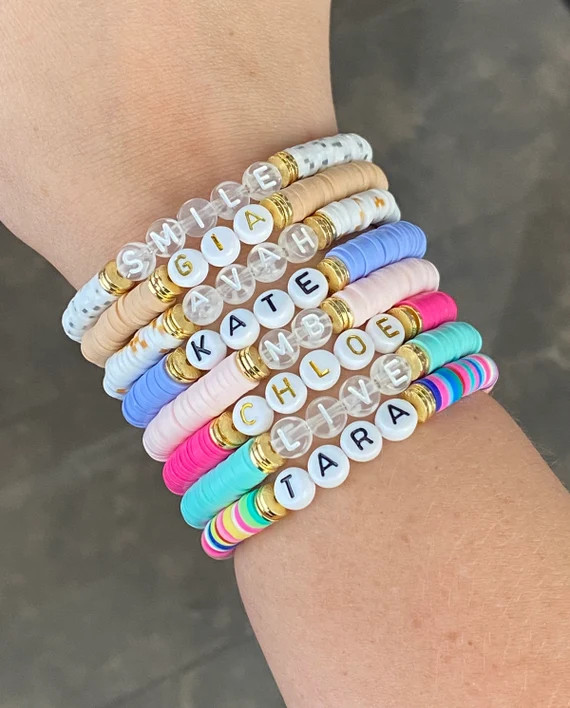 Custom Heishi Beaded Bracelet  Personalized Name Bracelet  | Etsy | Etsy (US)