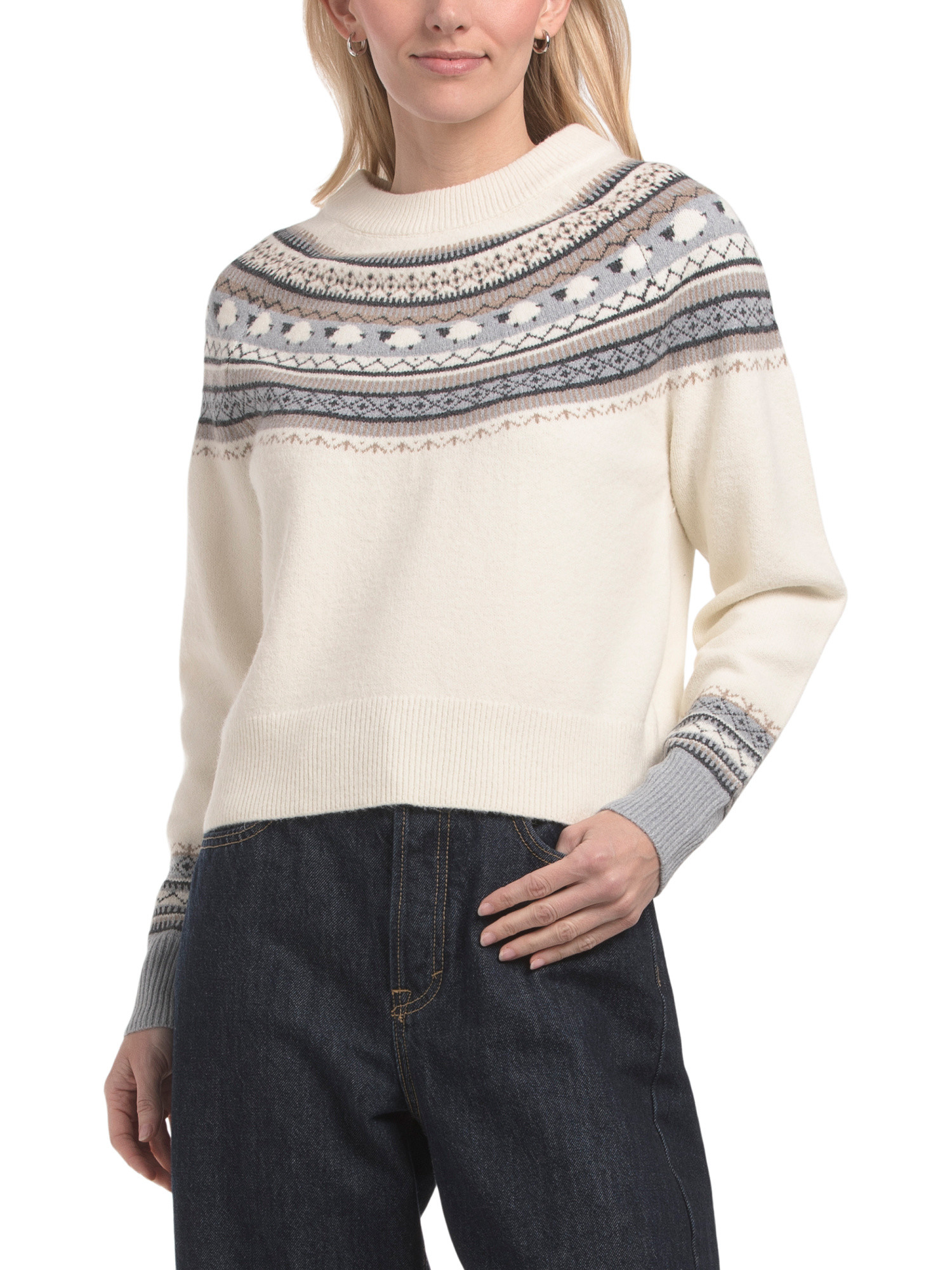 Fair Isle Long Sleeve Pull Over Sweater | TJ Maxx