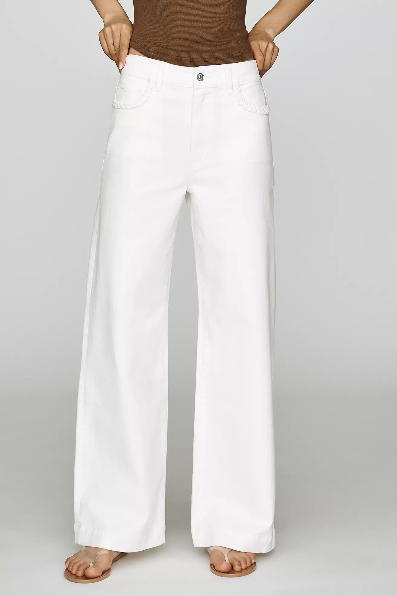 PAIGE Anessa Braided High-Rise Wide-Leg Jeans | Anthropologie (US)