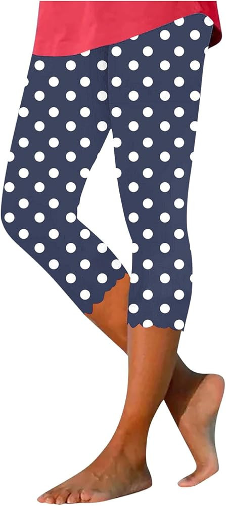 Polka Dot Capri Leggings for Women, High Waisted Yoga Pants Tummy Control Sports Tights Casual Y2... | Amazon (UK)