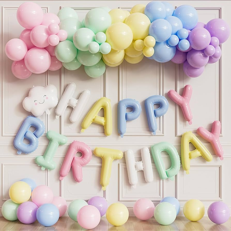Pastel Birthday Decorations, Pastel Balloons with Happy Birthday Balloon Banner, Macaron Balloons... | Amazon (US)