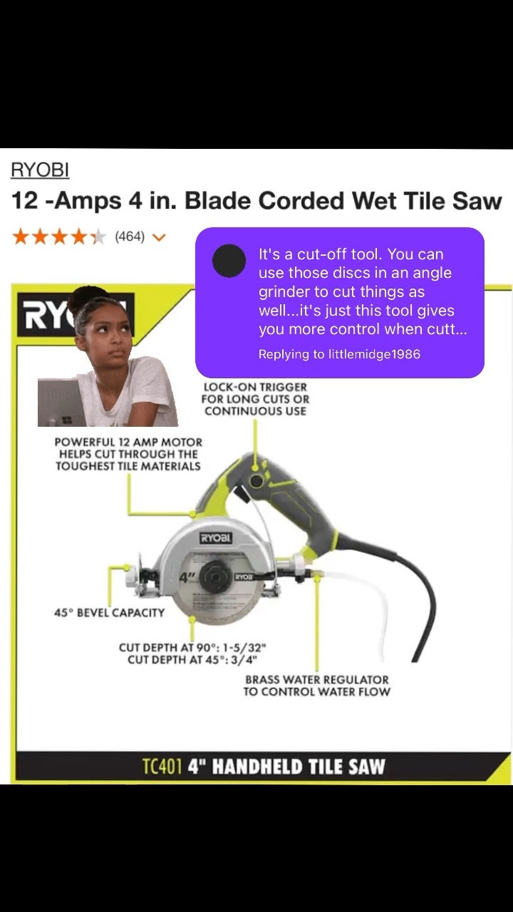 Handheld tile saw…I said what I said 

Powerful motor, water connection for dust free cuts, cuts like buttah

Don’t let anyone say otherwise 

#LTKhome #LTKFind