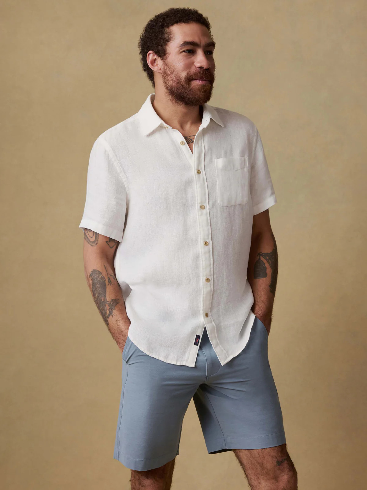Short-Sleeve Palma Linen Shirt - Bright White Basketweave | Faherty