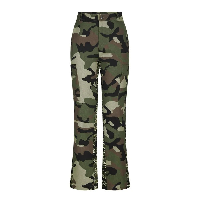 Edvintorg Camouflage Cargo Pants Women Streetwear Women's High Waist Straight Tube Loose Cargo Pa... | Walmart (US)