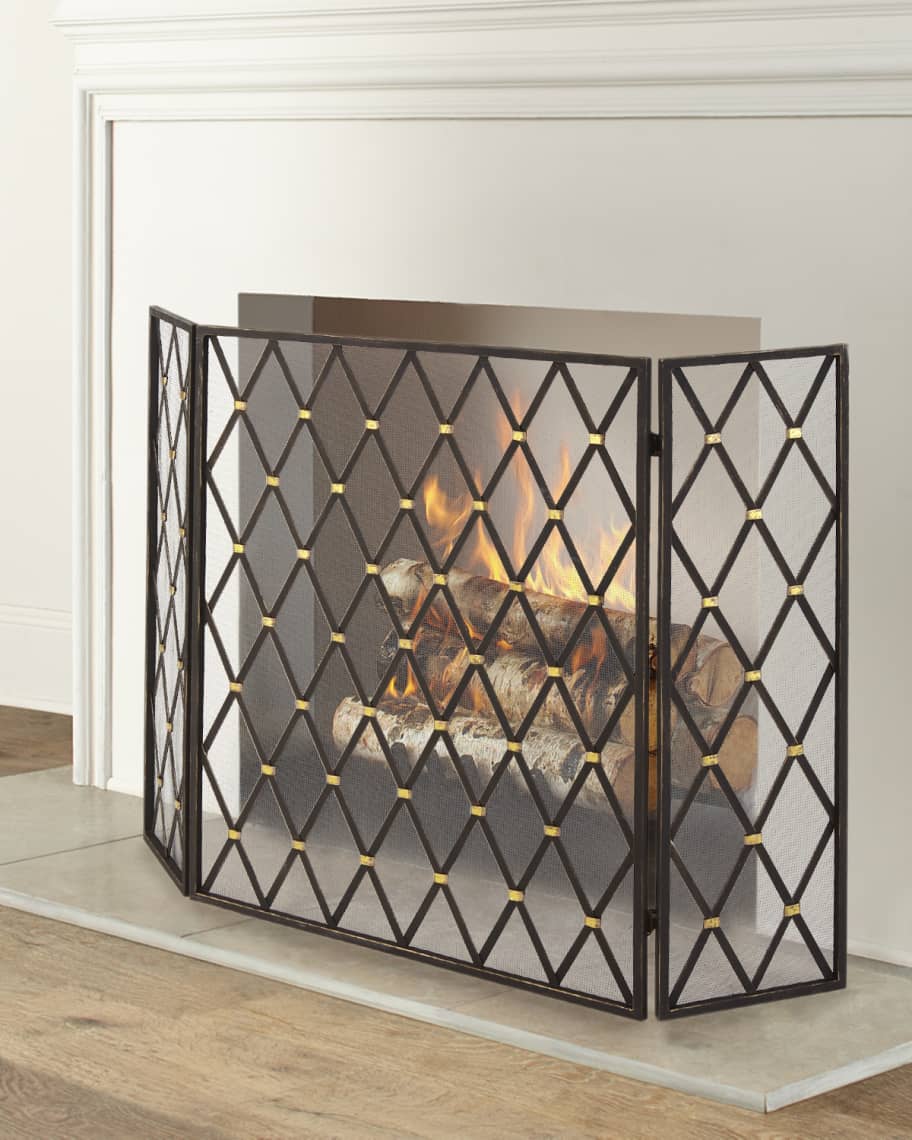Diamond Design 3-Panel Fireplace Screen | Horchow