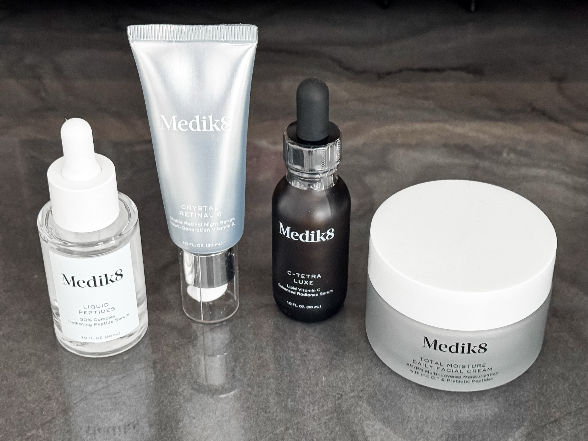 🖤My new skincare products from Medik8 are 25% off. 🖤
These are my top four must-haves that have changed my skin. 

CRYSTAL RETINAL 6- Reveal younger-looking skin with just 1 tube of Crystal Retinal. Our iconic vitamin A night serum is clinically proven to visibly smooth stubborn wrinkles, brighten dark spots, decongest and firm your skin - without irritation.
LIQUID PEPTIDES- Reduce the appearance of expression lines and deep-set wrinkles in just 1 bottle
C-TETRA™ LUXE- Supercharge your skin's radiance each morning with C-Tetra Luxe, a vitamin C serum for your face clinically proven to reduce the appearance of wrinkles and dark spots in just 4 weeks. It also works to boost visible radiance while supporting the skin barrier. 
TOTAL MOISTURE DAILY FACIAL CREAM- Instantly plump skin and boost skin barrier function with Medik8’s lightweight daily hydrating moisturizer. Designed to support every aspect of your skin’s health.

Skincare • Medik8 • Anti-Aging • Liquid Peptides • Moisturizer • Vitamin C • Crystal Retinol 

#LTKBeauty #LTKFindsUnder100 #LTKMostLoved