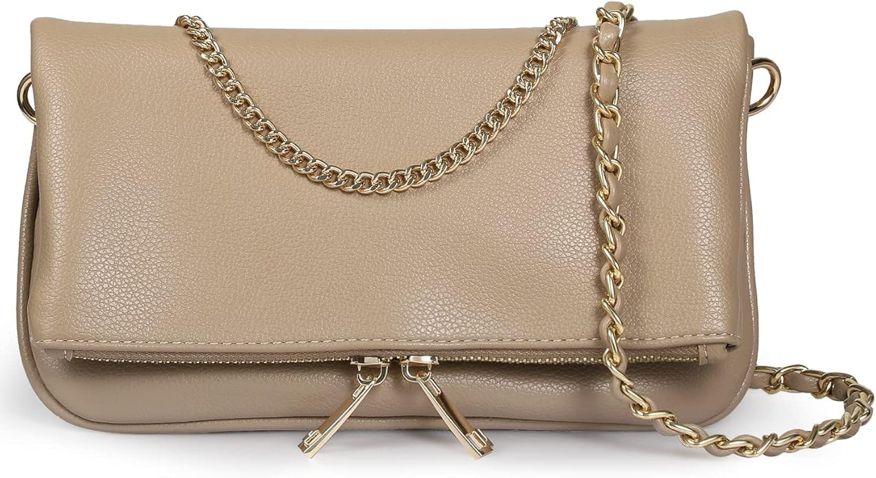 Clutch Purses for Women, Women's Clutch Handbags with 2 Detachable Chain Straps, Zipper Foldover ... | Amazon (US)