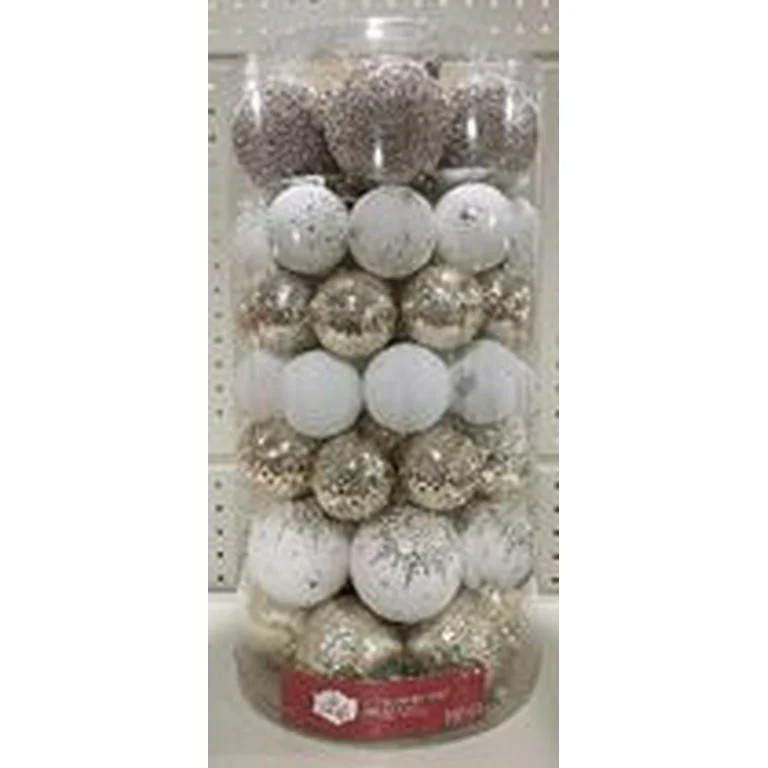 Champagne Shatterproof Christmas Ball Ornaments, 9.5 in, 75 Count, by Holiday Time | Walmart (US)