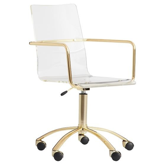 Gold Paige Acrylic Swivel Desk Chair | Pottery Barn Teen