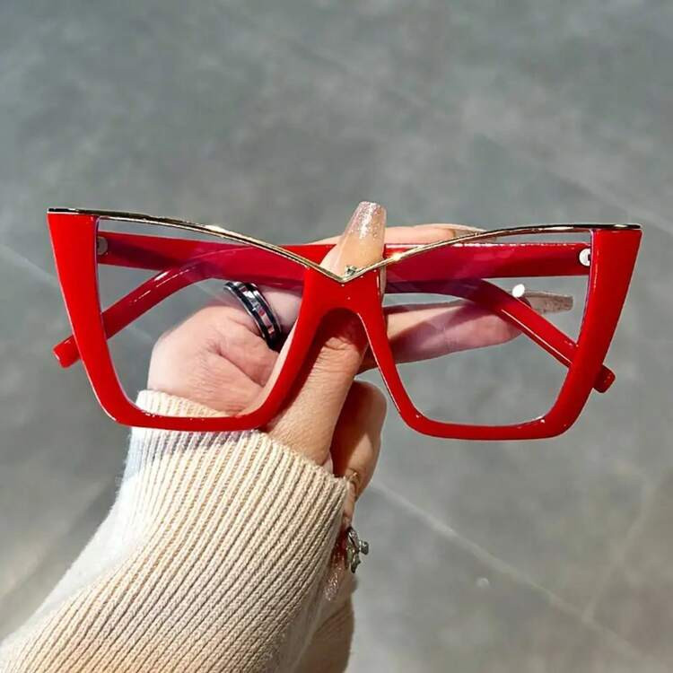 Vintage Eye Transparent Lens Computer Glasses Color Frame Women - Fashion Glasses Eye AZGL | SHEIN