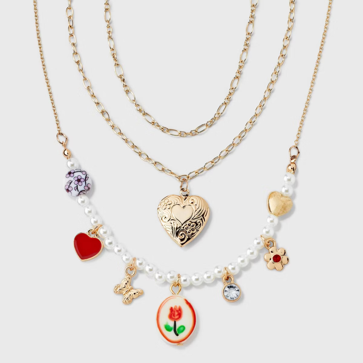 Girls' 3pk Layered Necklace Set - art class™ | Target
