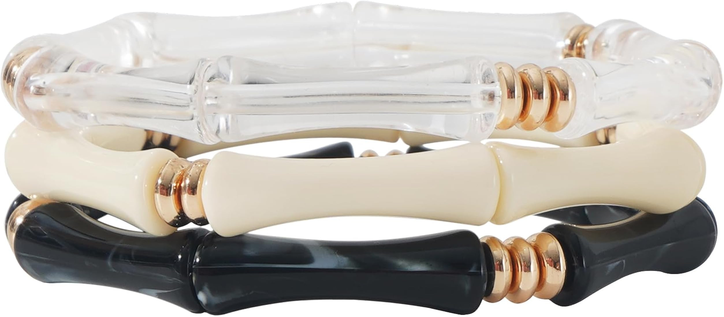 Sajidos Bamboo Tube Bangle Bracelets for Women Stacking Chunky Colorful Acrylic Beads Stretch Bra... | Amazon (US)