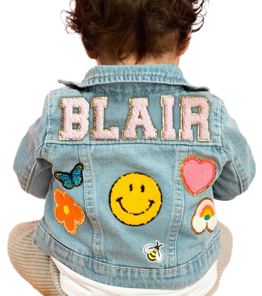 ROSLILY Personalized Kids Denim Patch Jacket with Names Gifts for Girls Boys Toddles (2-3T(100cm)... | Amazon (US)