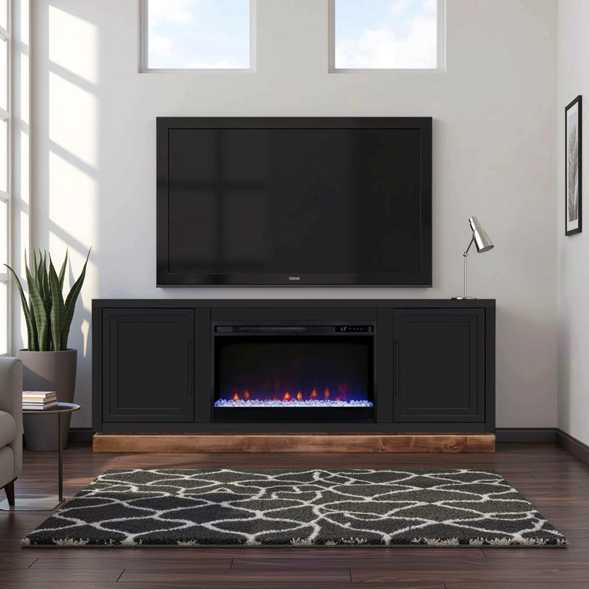 Brisbane Solid Wood 81 inch TV Stand with Electric Fireplace for TVs up to 90 inches | Wayfair North America