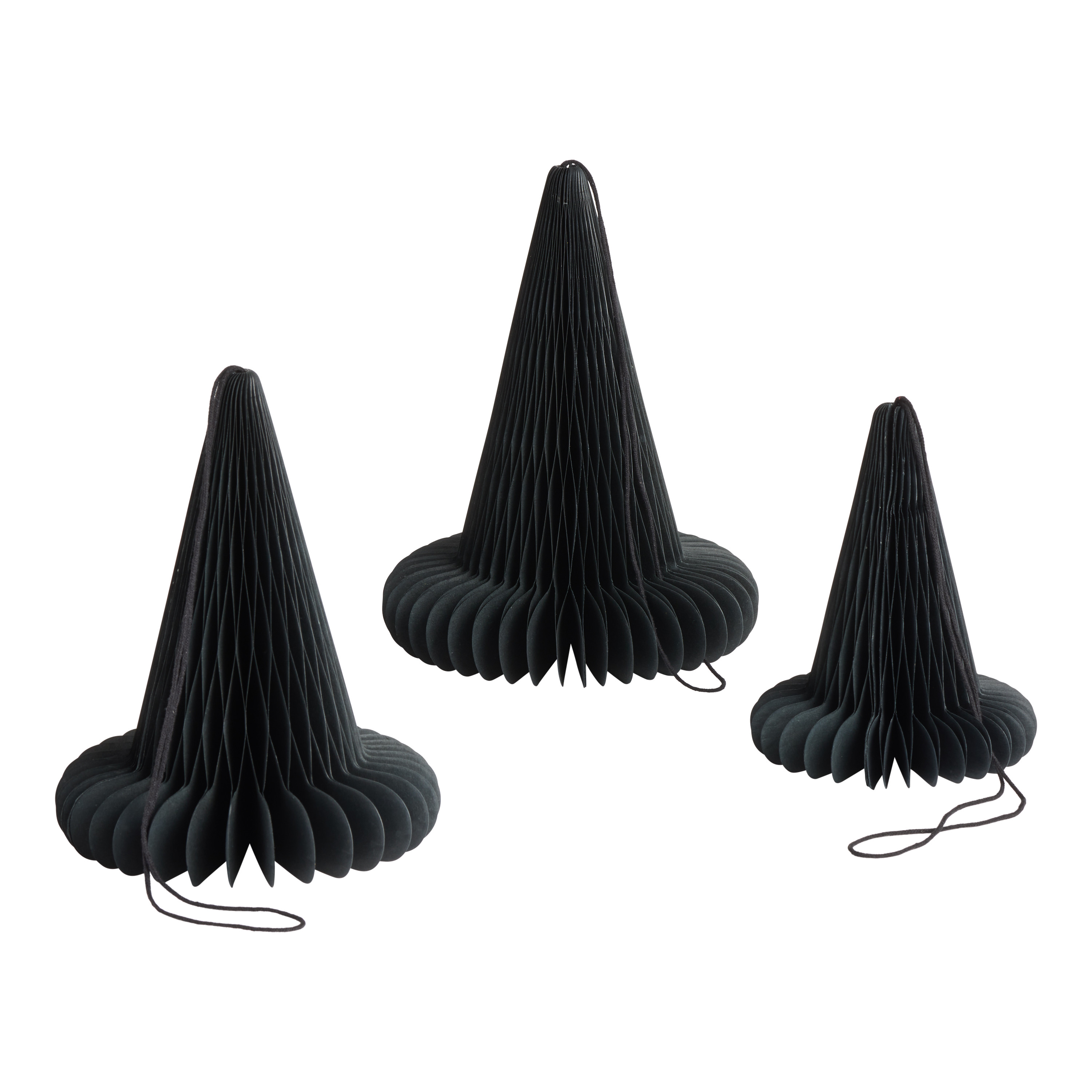 Black Handmade Paper Honeycomb Witch Hats Hanging Decor 3 Pack - World Market | World Market