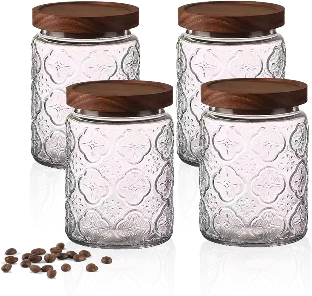 Snminetal Vintage Glass Kitchen Storage Sealed Jar, Food Containers, With Airtight Wood Lid for C... | Amazon (US)