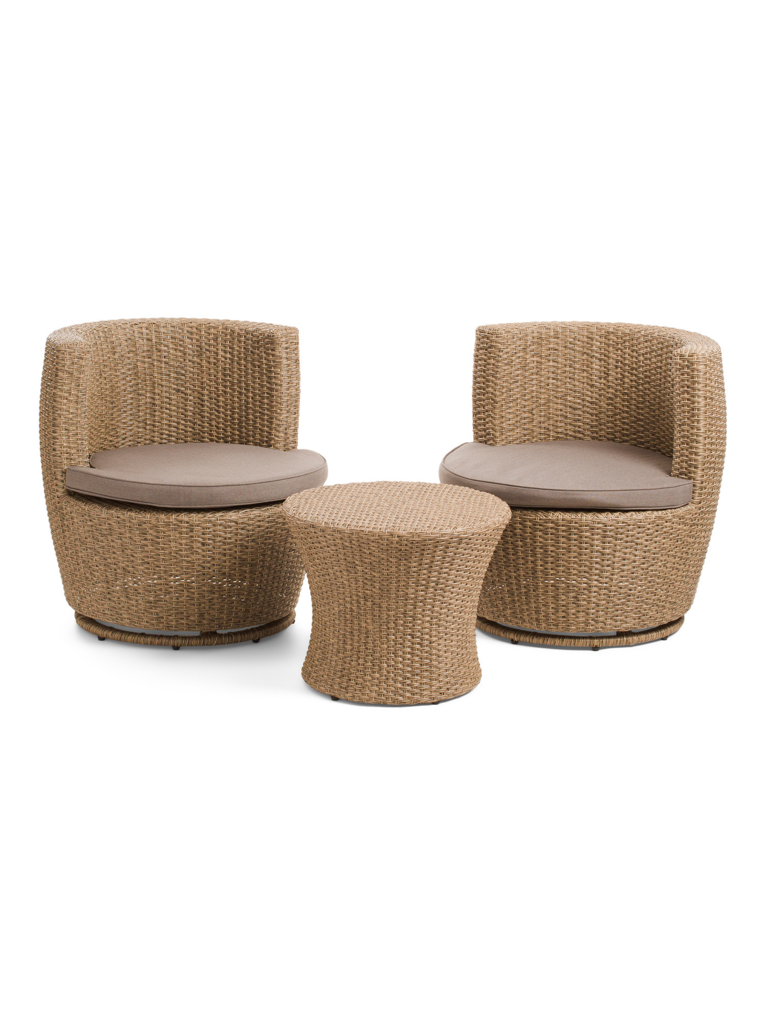 3pc Outdoor Swivel Accent Chairs And Table Set | Marshalls