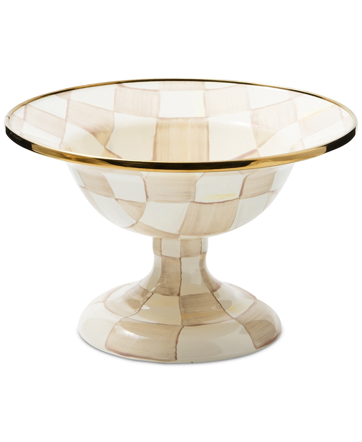 Mackenzie-Childs Mocha Check Large Compote Bowl - Brown | Macy's