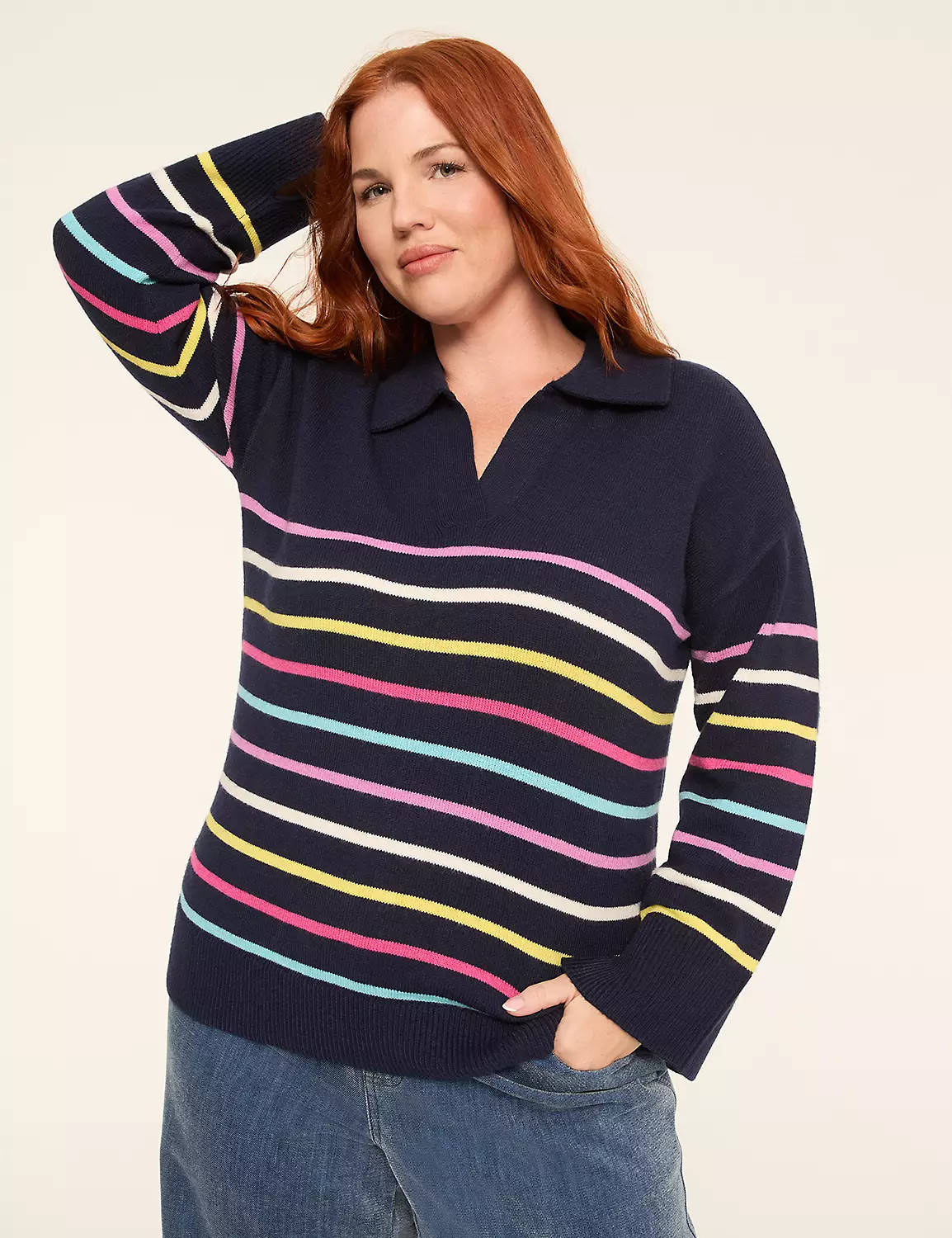 Long-Sleeve V-Neck Collar Sweater | Lane Bryant (US)