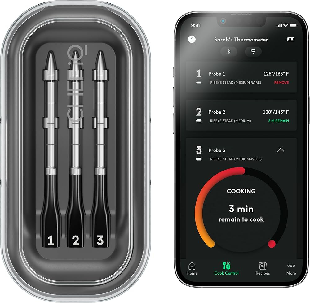 CHEF iQ Smart Wireless Meat Thermometer with 3 Ultra-Thin Probes, Unlimited Range Bluetooth Meat ... | Amazon (US)