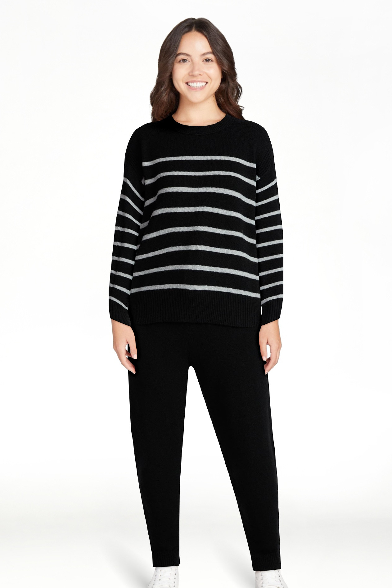 Time and Tru Women's Striped Sweater and Jogger Pants Set, Sizes XS-XXXL - Walmart.com | Walmart (US)