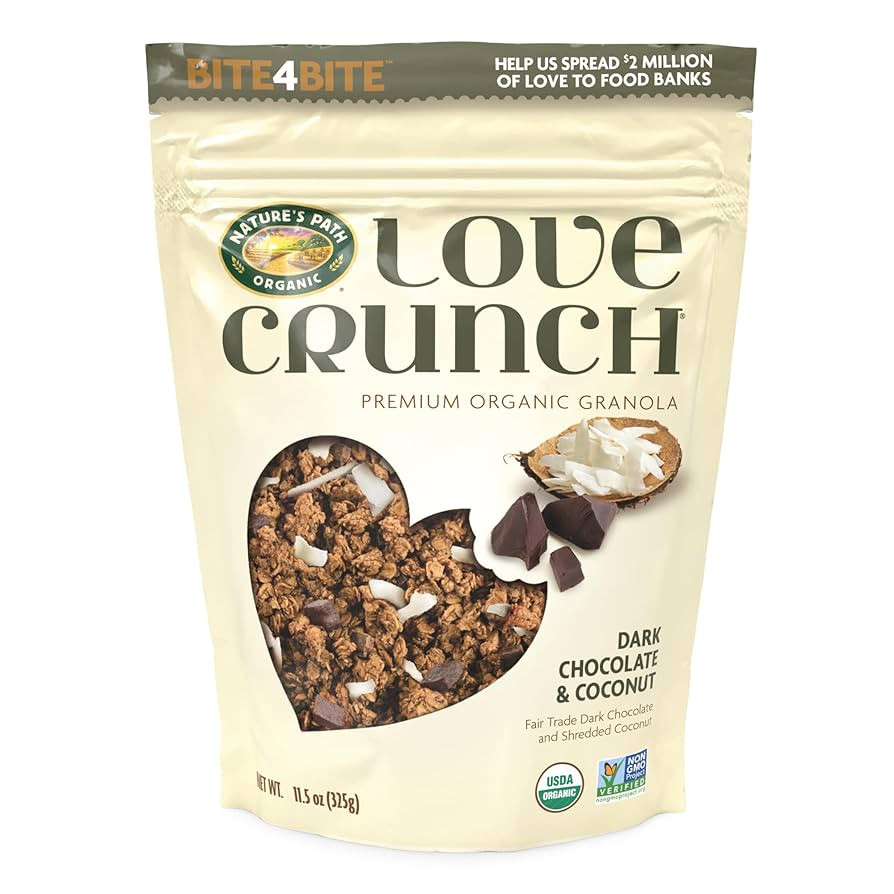 Love Crunch Organic Dark Chocolate & Coconut Granola, 11.5 oz (Pack of 1), Non-GMO, Fair Trade, b... | Amazon (US)