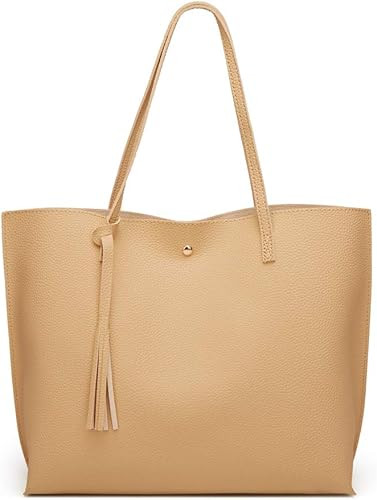 Women's Soft Faux Leather Tote Shoulder Bag from Dreubea, Big Capacity Tassel Handbag | Amazon (US)