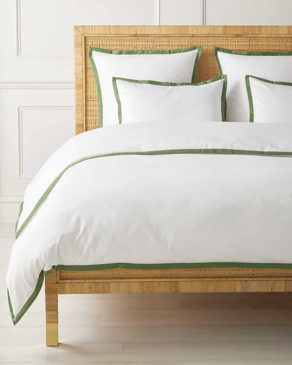 Border Frame Duvet Cover - Moss | Serena and Lily