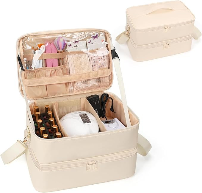 Ethereal Nail Polish Organizer Case, Leather Nail Polish Bag Holds 50+ Bottles (5ml/0.5fl.oz) and... | Amazon (US)