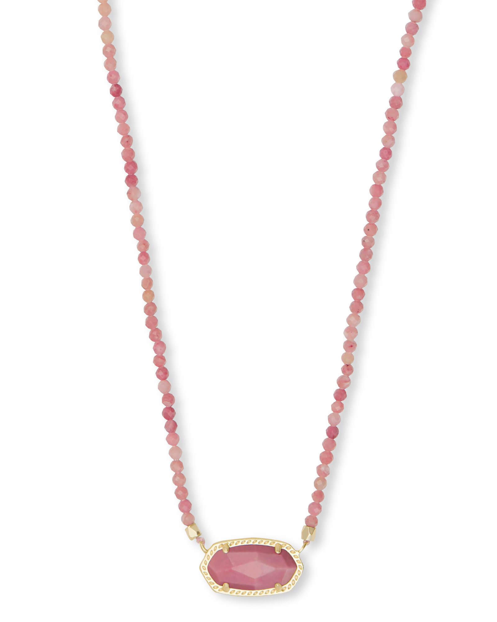 Elisa Gold Beaded Pendant Necklace in Pink Rhodonite | Kendra Scott