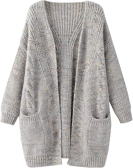 futurino Knit Cardigan Women's Chunky Open Front Outwear Cover Up with Pockets | Amazon (US)