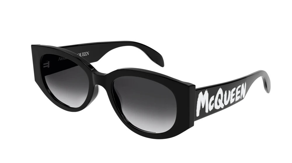 Alexander McQueen Casual Lines AM0330S Sunglasses 001 - Black/Black - Grey Women | Designer Optics