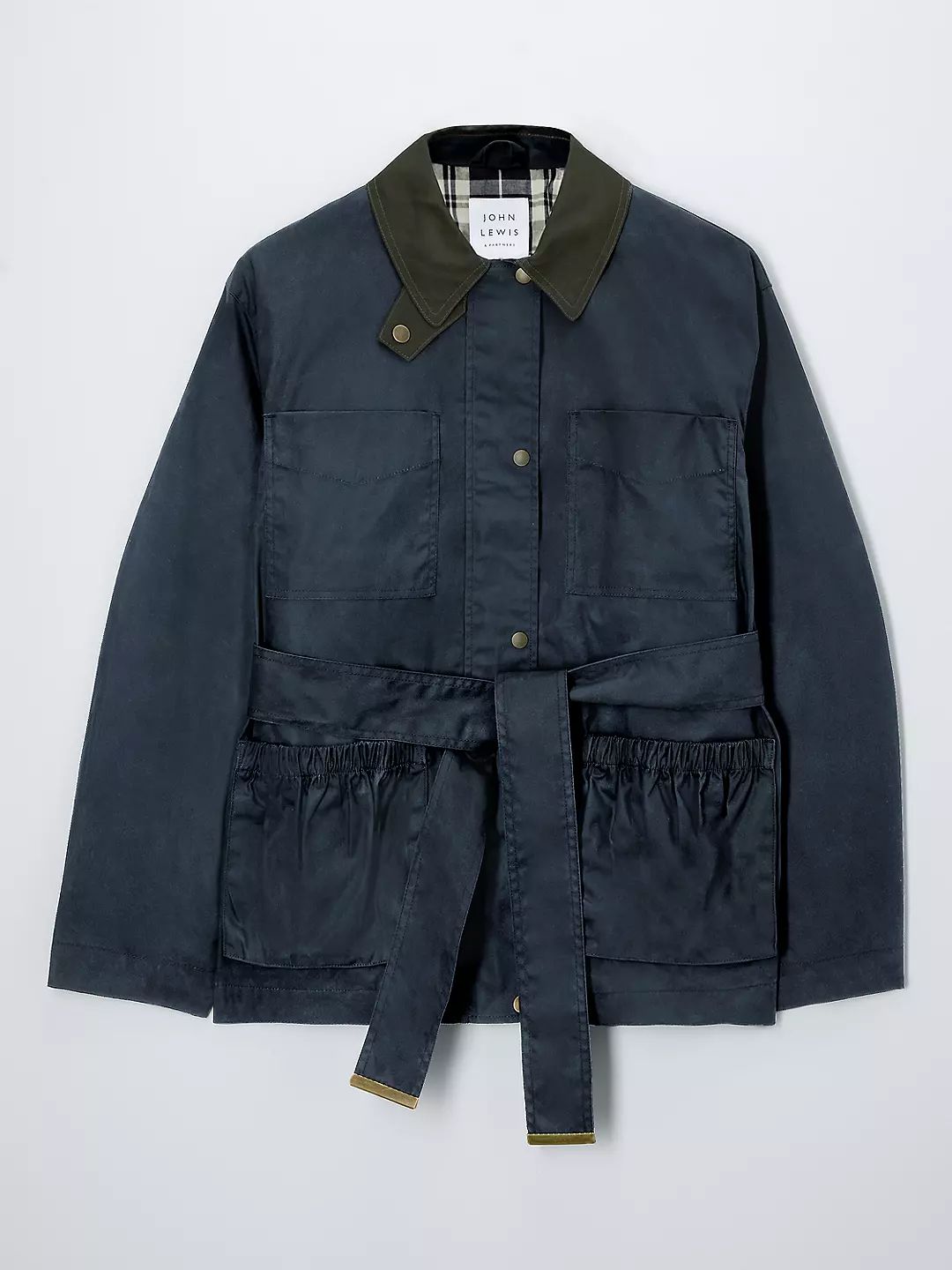 John Lewis Short Waxed Cotton Jacket, Navy | John Lewis (UK)