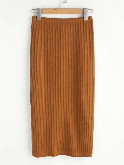 SHEIN Vented Back Rib Knit Skirt | SHEIN