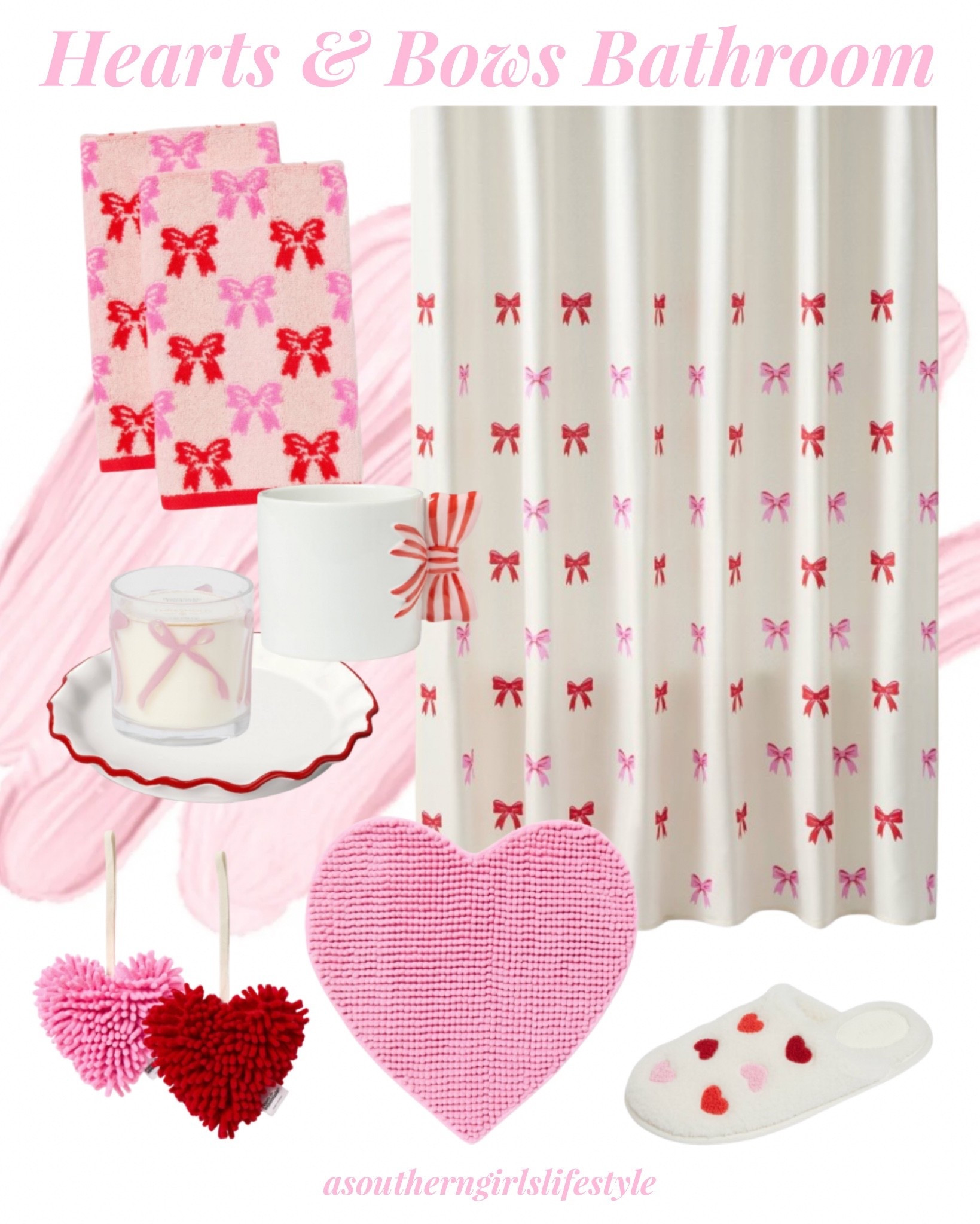 Target Hearts & Bows for Valentines! Would be sweet for a guest or darling for a girls bathroom! 

2pk Valentine's Day Bows Hand Towel, Valentine's Day Bows Shower Curtain, Bow Mug, LED Embossed Bow Glass Jar Candle, Scalloped Plate, Heart Shaped Noodle Towel, Heart Shaped Bath Rug & Hearts Slippers in Adult & Kids Size!

Valentine’s Day Decor. Home Decor. Pink Home. Valentines Day Decor 


#LTKSeasonal #LTKFindsUnder50 #LTKHome