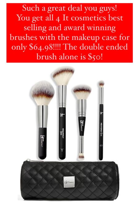 So excited for this IT cosmetics makeup brush set! I wanted the double ended brush because I heard so many great things about it! I saw it at Ulta for $50 and passed it up. I’m so happy I did because this deal is amazing! Not only am I getting the double ended brush but all the other award winning IT cosmetics brushes and the makeup bag for $64.98!! 

#LTKGiftGuide #LTKfindsunder100 #LTKHolidaySale