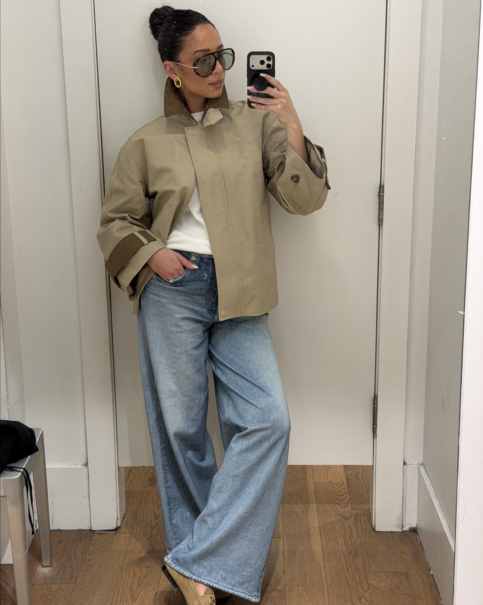 Jacket and jeans are 20% off today only!! These sweatpant jeans are perfect for postpartum! Look like the real deal(functional buttons and pockets) but feel like loungewear. These run big so size down. I’m wearing a 29 and they’re a very loose fit. Funnel neck trench has been on repeat! Such a great lightweight jacket for spring - fits TTS and I’m wearing a S. Oversized tee is my all time fave and most worn. Wearing a size S!


#LTKdayinmylife #LTKgrwm #LTKootd