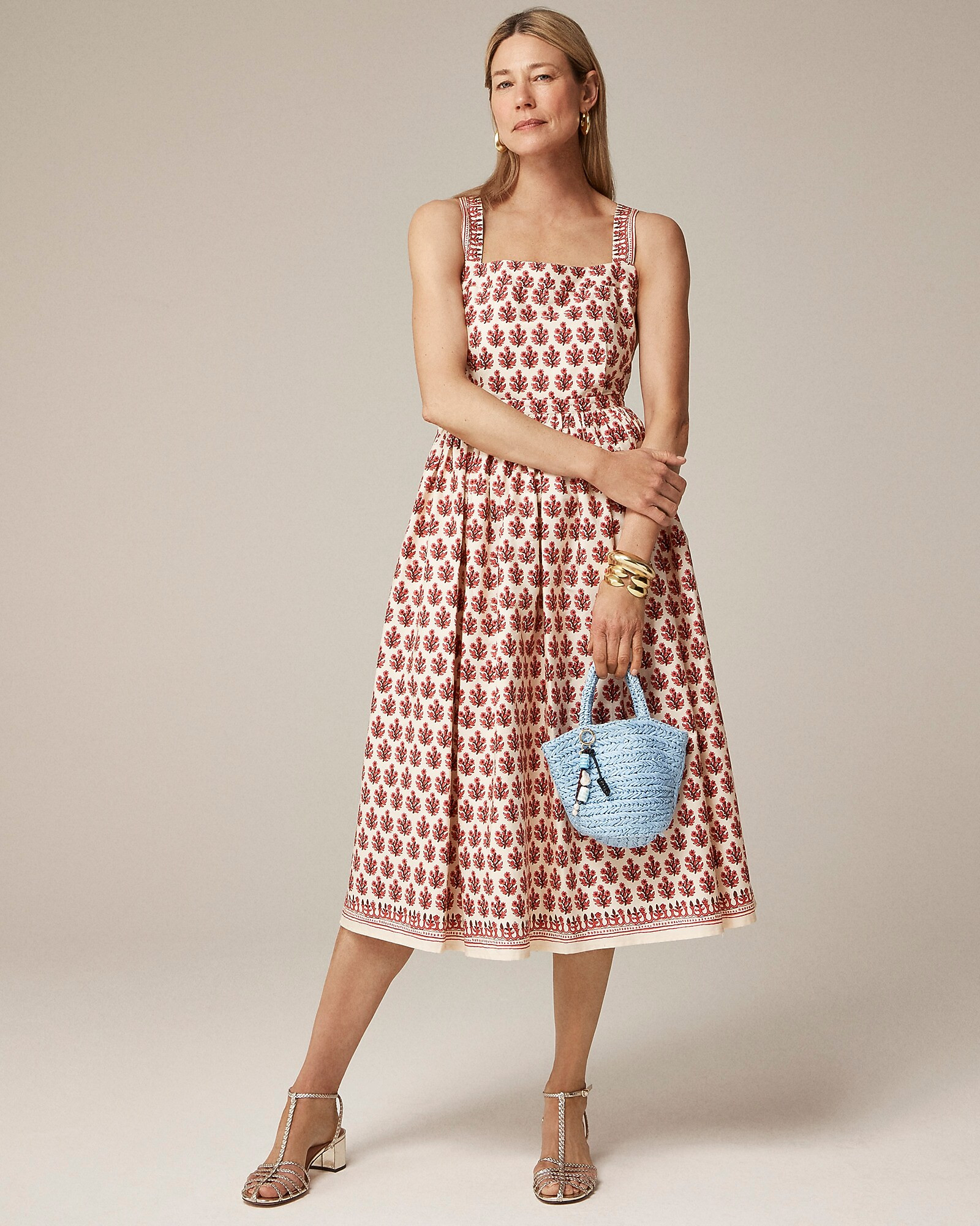 Embroidered apron dress in block print | J. Crew US