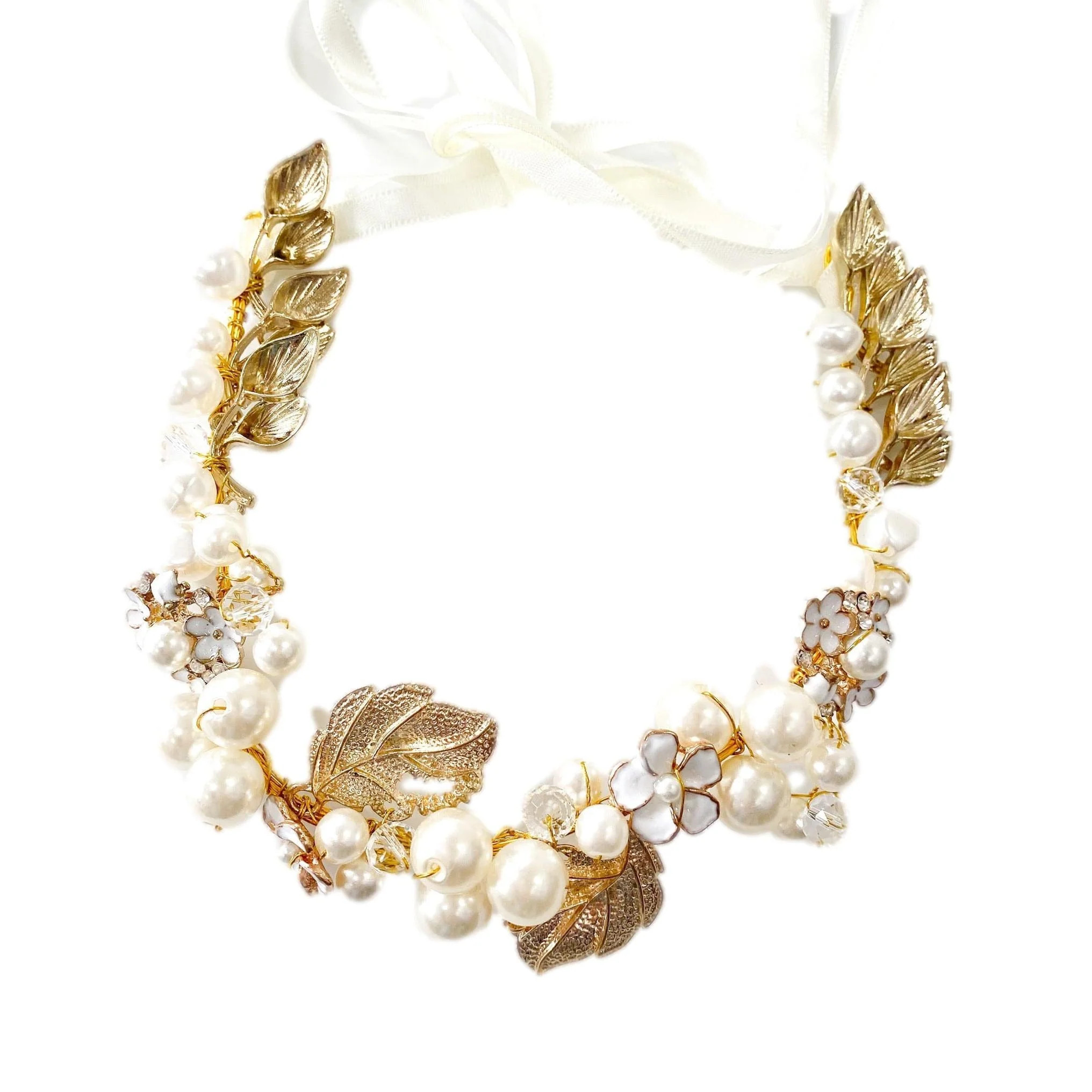 Pearl with Gold Leaf Hair Sash | petite maison kids