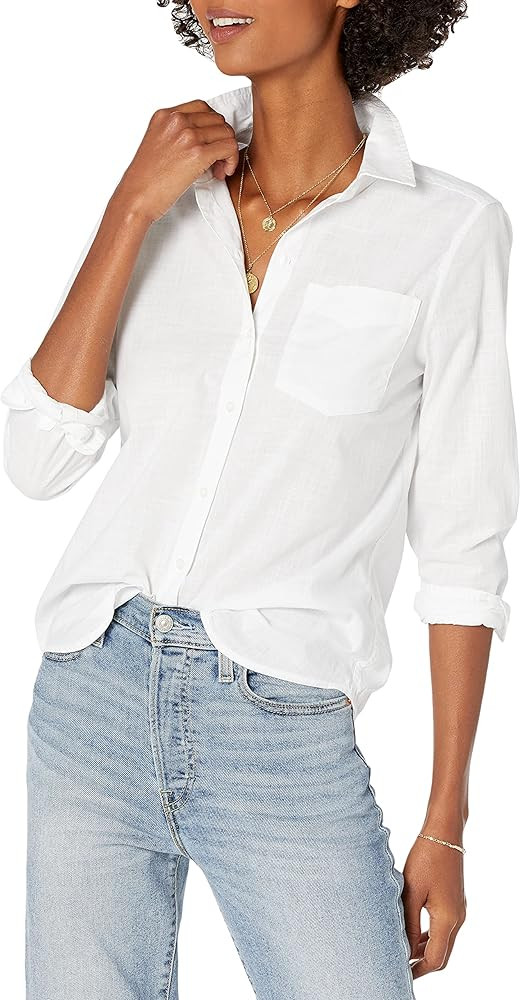 Goodthreads Women's Washed Cotton Long-Sleeve Boyfriend Shirt | Amazon (US)
