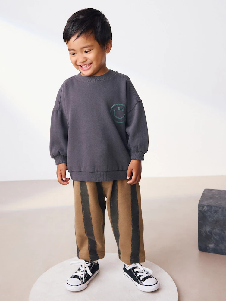 Black/Brown Single Sweatshirt And Stripe Joggers Set (3mths-7yrs) | Next US
