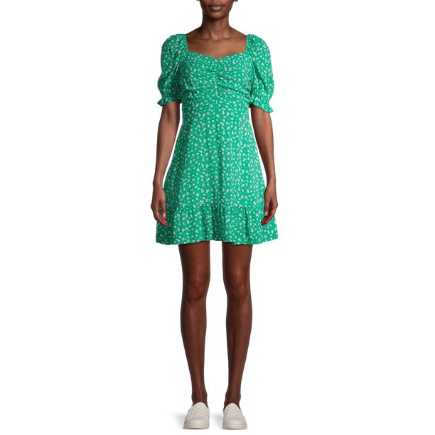 No Boundaries Juniors' Ruched Woven Dress | Walmart (US)